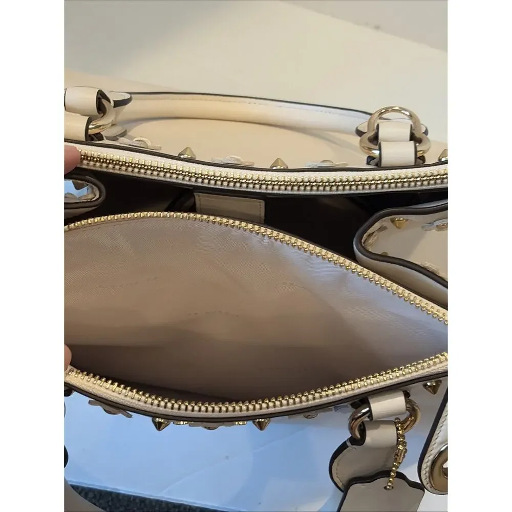 Coach Ivory/cream leather handbag with gold accent EUC Used Once f47300